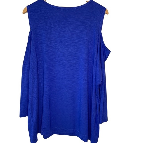 Jasmine & Juliana Blue Cold Shoulder Tunic Top - Picture 2 of 12